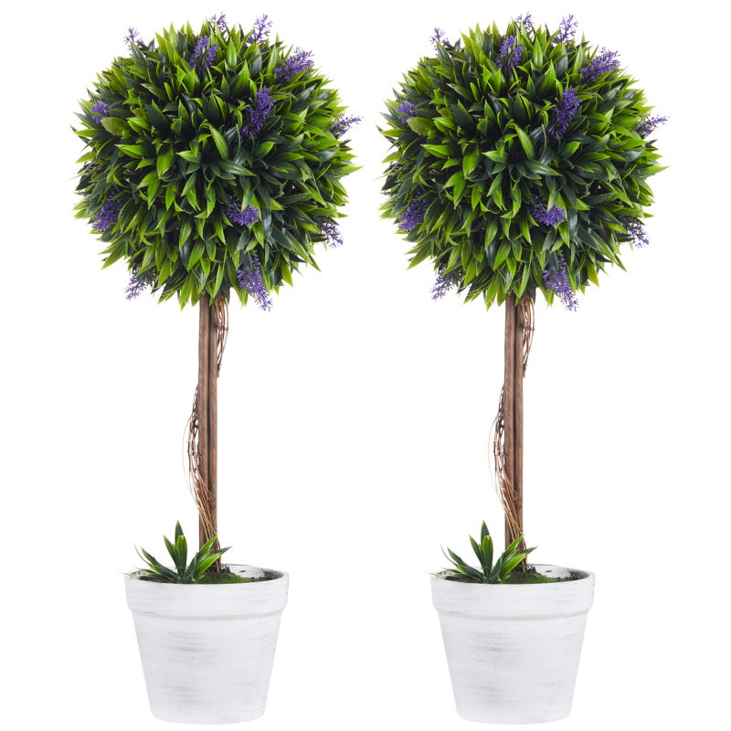 HOMCOM Kunstpflanze Lavendel 2er-Set Künstliche Pflanzen, 60 cm Zimmerpflanze im Topf, Kunstbaum mit Kunstmoos für Indoor, Outdoor Aosom – Bild 1 von 2
