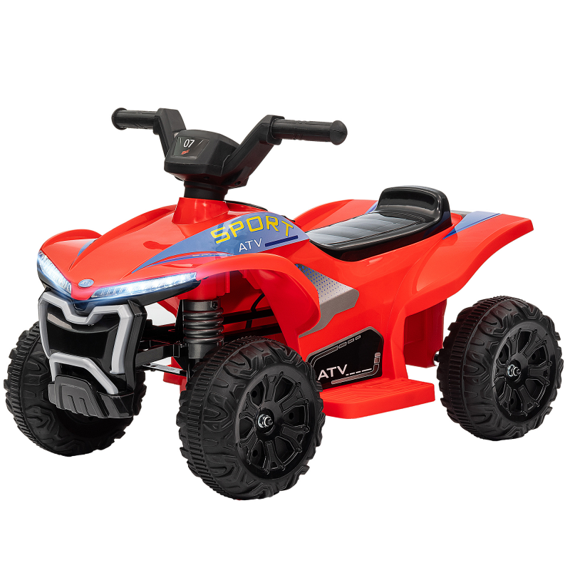 AIYAPLAY Elektro-Quad für Kinder 6V, elektrisches Kinderfahrzeug, 2,5 km/h Geschwindigkeit, mit Scheinwerfern, Vorwärts- und Rückwärtsgang, Musikfunktion, für Kinder 18-36 Monate, rot Aosom – Bild 1 von 2