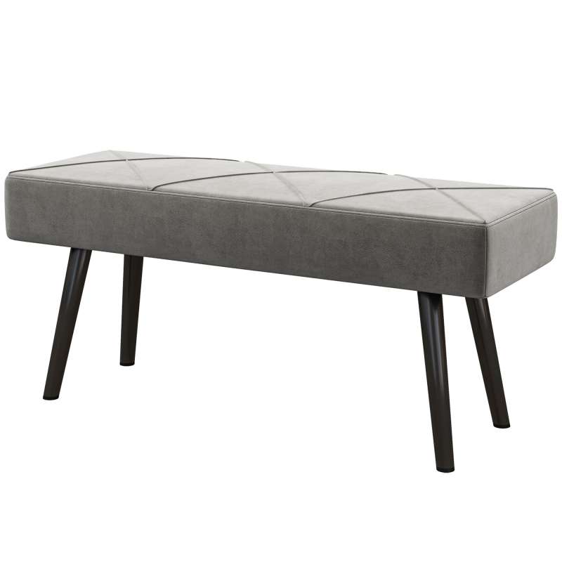 HOMCOM Polsterbank Samtoptik Sitzbank Bettbank Flurbank X-Muster bis 120 kg grau 100x36x45 cm für Schlafzimmer Aosom.de – Bild 1 von 2