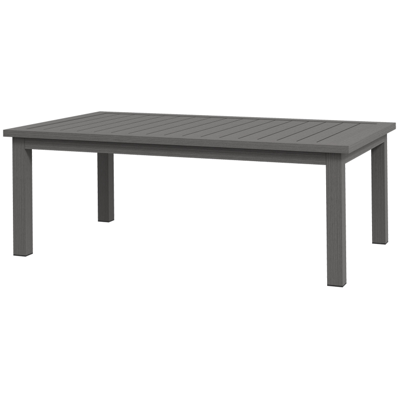 Outsunny Rechteckiger Couchtisch Gartentisch mit Lattenplatte für Innen/Außen aus Aluminium, Maße 100L x 60B x 37H cm, Braun Aosom – Bild 1 von 2