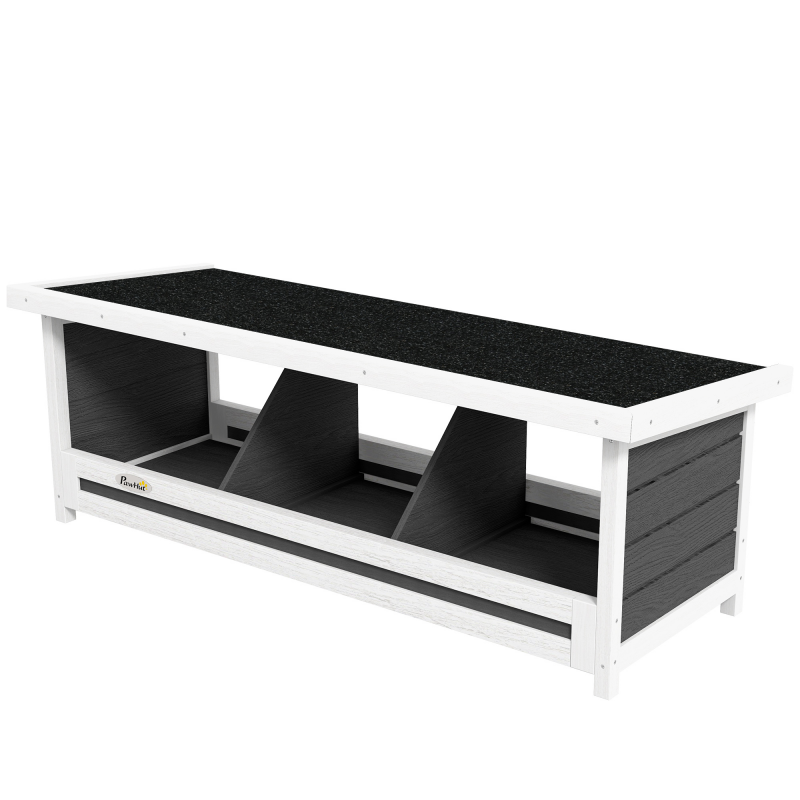 PawHut Legenest für Hühner 3 Ställe mit Asphaltdach, Holzkonstruktion, für den Innen- und Außenbereich, 95 x 37 x 34 cm, Grau Schwarz Aosom – Bild 1 von 2