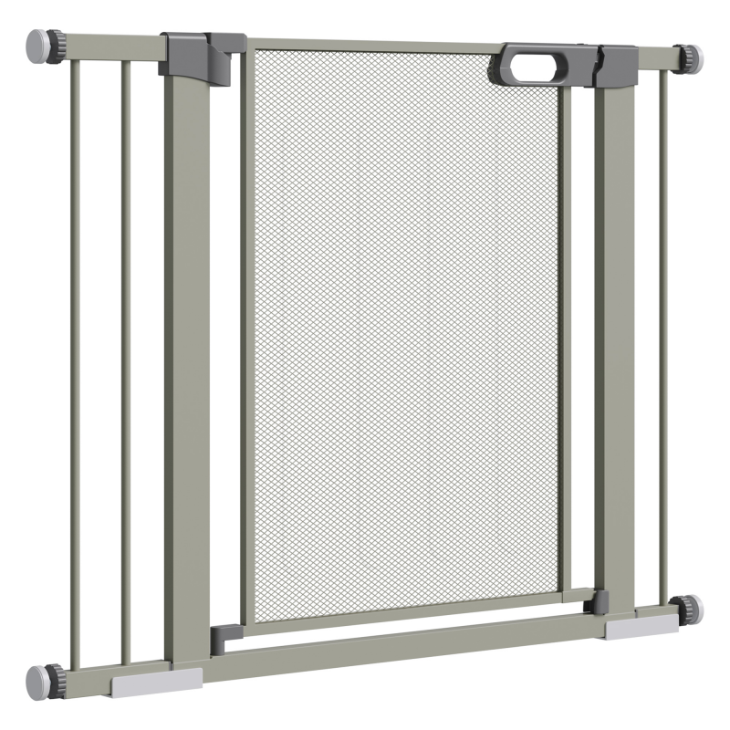 PawHut Treppenschutzgitter für Haustiere mit automatischer Doppelschließung, Breite 75-103 cm Grau Aosom – Bild 1 von 2
