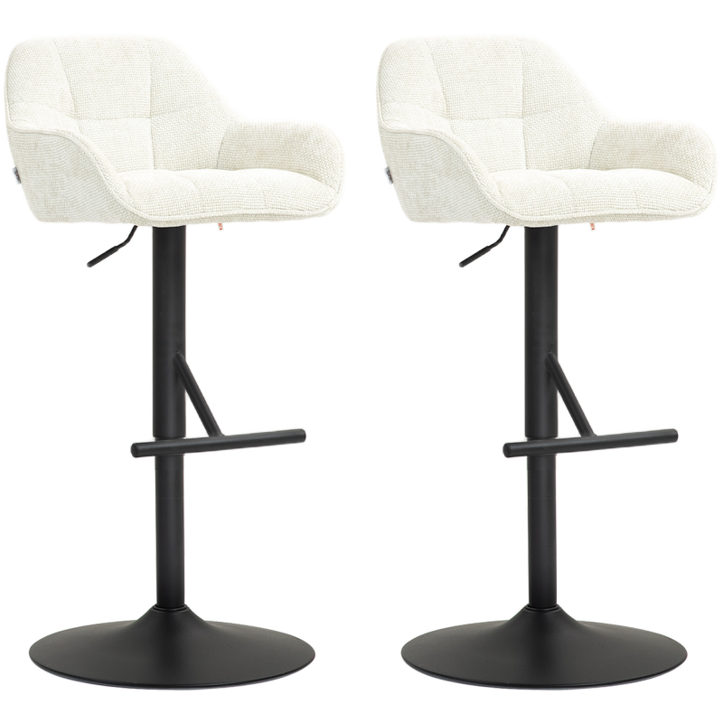 HOMCOM Set aus 2 Barhockern, Barstühle, höhenverstellbar, drehbare Sitzfläche, mit Rückenlehne und Fußstütze, Leinenstoff und Stahlbasis, für Bar, Küche, Esszimmer, Creme Aosom – Bild 1 von 2