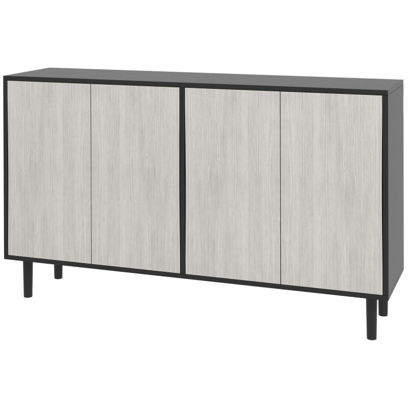 HOMCOM Buffet Küchenschrank Aufbewahrungsschrank Küchengeschirrschrank 2 Schränke mit verstellbaren Regalen, 121 x 37 x 75 cm, Schwarz und Grau Aosom – Bild 1 von 2
