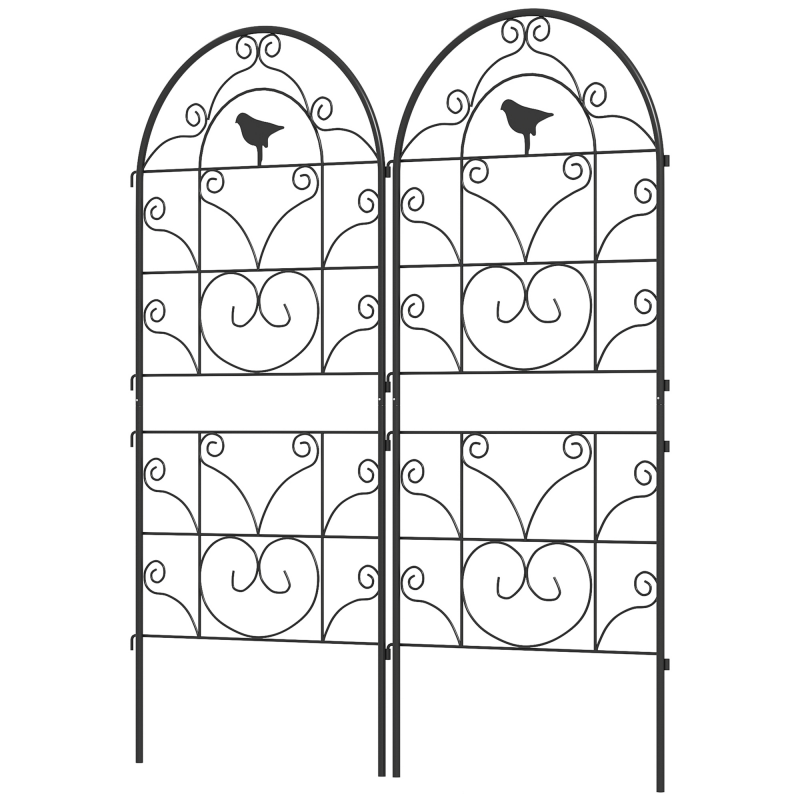 Outsunny Rankgitter Metall 2er Set zum Stecken rostfrei Rankhilfe mit Vogeldesign für Kletterpflanzen 50x120 cm Spalier für Zimmerpflanzen Pflanzenspalier für Tomaten Blumen Kletterpflanzen Schwarz Aosom – Bild 1 von 2