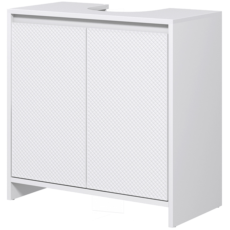 HOMCOM Waschtischunterschrank Badezimmermöbel 2 Türen mit verstellbarem Regal Aufbewahrungsschrank für Waschbecken 60 B x 30 T x 60 H cm Weiß Aosom – Bild 1 von 2