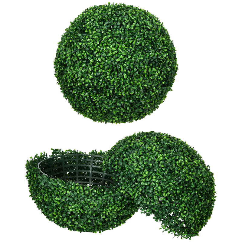 HOMCOM 2er Set künstliche Buchsbaumkugel 50 cm Kunstpflanze, Plastik künstliche Pflanzen Buchsbaumkugel, Fake Plant für Wohnzimmer Schlafzimmer Büro Garten moderne Dekoration Geschenk Aosom – Bild 1 von 2