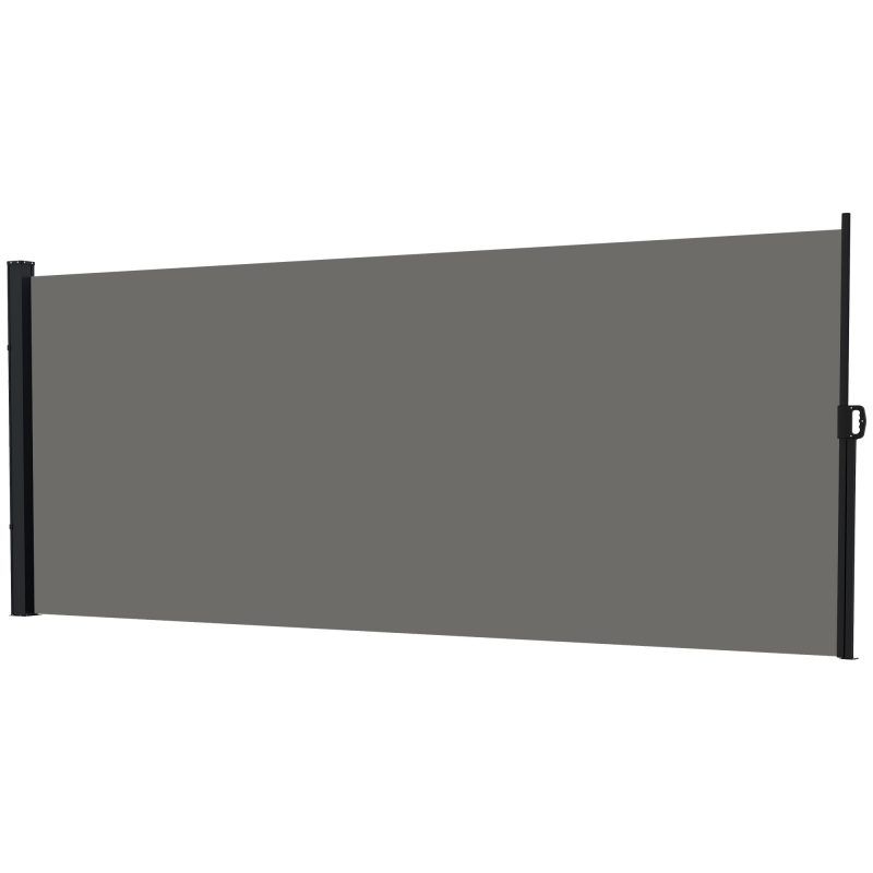 Outsunny Seitenmarkise Windschutz Paravent ausziehbarer Gartenzaun 4 x 1,80 m Alu. Polyester Anti-UV Hochdichtes 180 g/m² Dunkelgrau Aosom – Bild 1 von 2