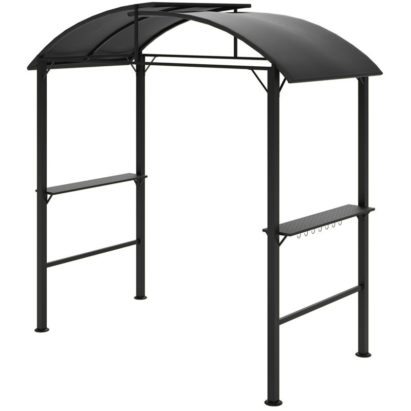 Outsunny Grillpavillon 233 x 110 x 235 cm winddicht Gartenpavillon mit Doppeldach,Regalen, Gartenlauben mit UV-Schutz, BBQ Pavillon aus Stahl, Gartenzelt Grillzelt für Party BBQ, Dunkelgrau Aosom – Bild 1 von 2