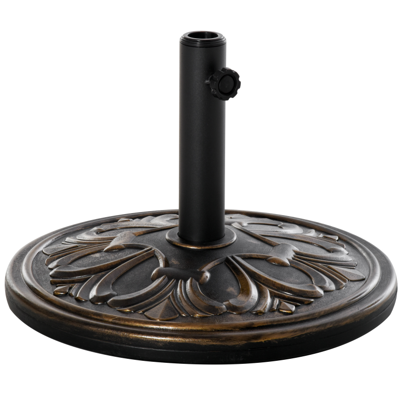 Outsunny Sonnenschirmständer 13 kg Schirmhalter für Schirme Ø35/Ø38/Ø48mm aus Kunststoff und Zement in Antik Bronze Ø48 x 34 cm Aosom.de – Bild 1 von 2