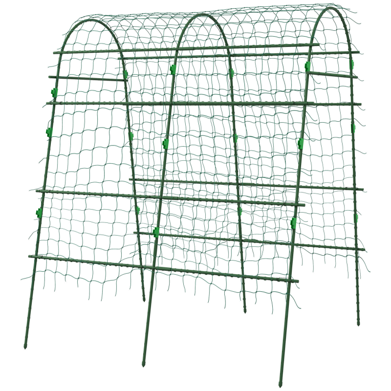 Outsunny Rankgitter Rankhilfe für Kletterpflanzen verstellbares Spalier Pflanzengitter mit Netz Pflanzengerüst für Garten Balkon Stahl grün 144 x 167 x 206 cm Aosom.de – Bild 1 von 2