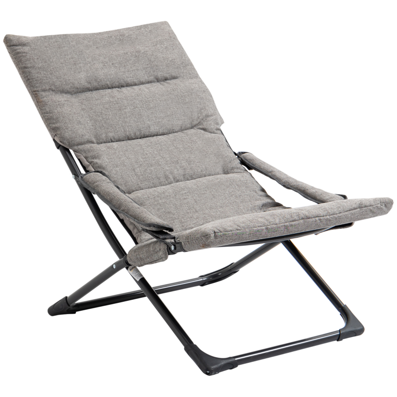 Outsunny Klappstuhl mit abnehmbarer Auflage, flexibler Gartenstuhl, Campingstuhl, Liegestuhl, Textilene, Stahl, Grau, 66x94x79 cm für Garten Terrasse Balkon Aosom.de – Bild 1 von 2