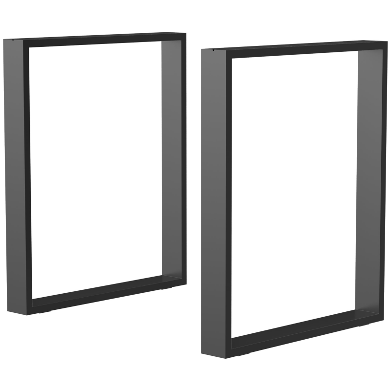 HOMCOM Tischbeine 2er-Set, Tischkufen, Möbelfüße aus Vierkantprofilen, für Couchtisch Esstisch, Stahl, Schwarz, 60x72 cm Aosom – Bild 1 von 2