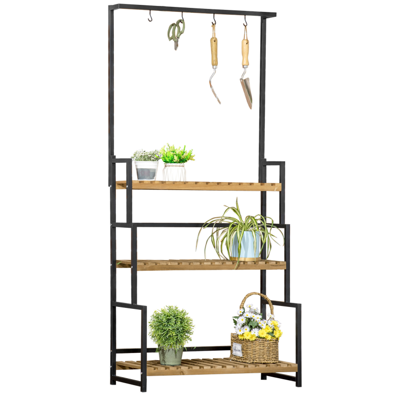 Outsunny Pflanzenregal mit 3 Ebenen, Blumentreppe aus Naturholz, Pflanzenständer für Garten & Balkon, 80 cm x 36 cm x 174 cm, stabil & dekorativ Aosom.de – Bild 1 von 2