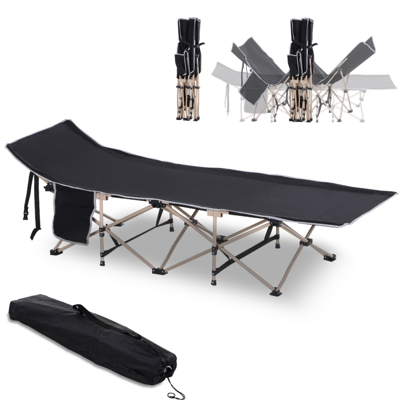 Outsunny Feldbett Faltbares Campingbett mit Tragetasche 190 x 68 x 52 cm Oxford Schwarz ideal für Camping & Outdoor Aktivitäten Aosom.de – Bild 1 von 2