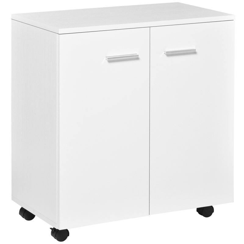 HOMCOM Schrank Kommode Küchenschrank Rollwagen Multifunktionswagen mit 2 Schubladen Weiß, Spanplatte, 60 x 35 x 65 cm Aosom – Bild 1 von 2