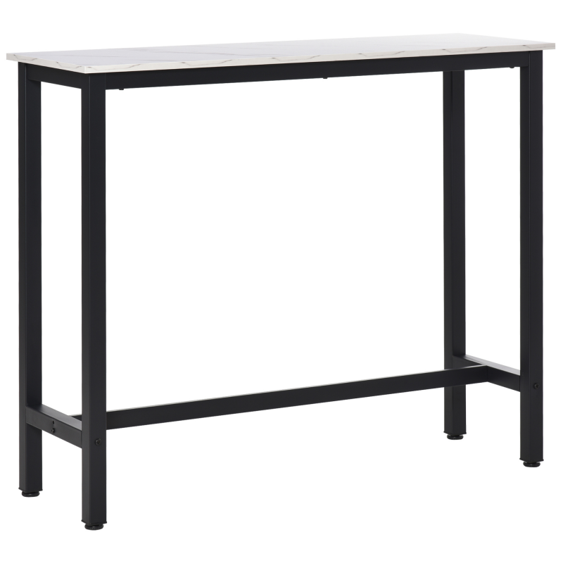 HOMCOM Bartisch Stehtisch mit Marmoroptik, Küchentisch mit verstellbare Füße für Wohnzimmer, Esszimmer, Stahl 120 x 40 x 100 cm Weiß+Schwarz Aosom – Bild 1 von 2