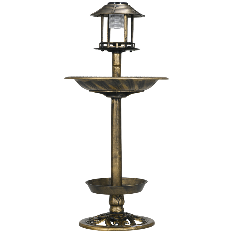 Outsunny Vogeltränke mit Solarleuchte 110 cm Höhe Vogelbad Vogelfutterspender Vogelbecken mit Blumensockel für Wildvögel Bronze Aosom.de – Bild 1 von 2