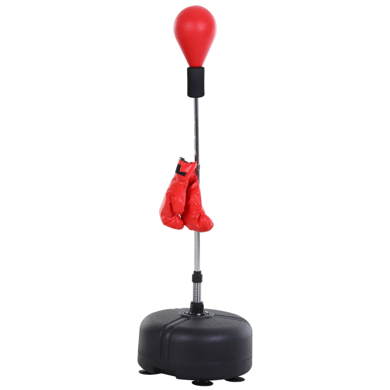 HOMCOM Punchingball mit Ständer, 136-154 cm höhenverstellbar Boxsack, Standboxball mit Boxhandschuhen, für Jugendliche und Erwachsene, für Ausrüstung, Stressabbau, Fitness, Rot Aosom – Bild 1 von 2