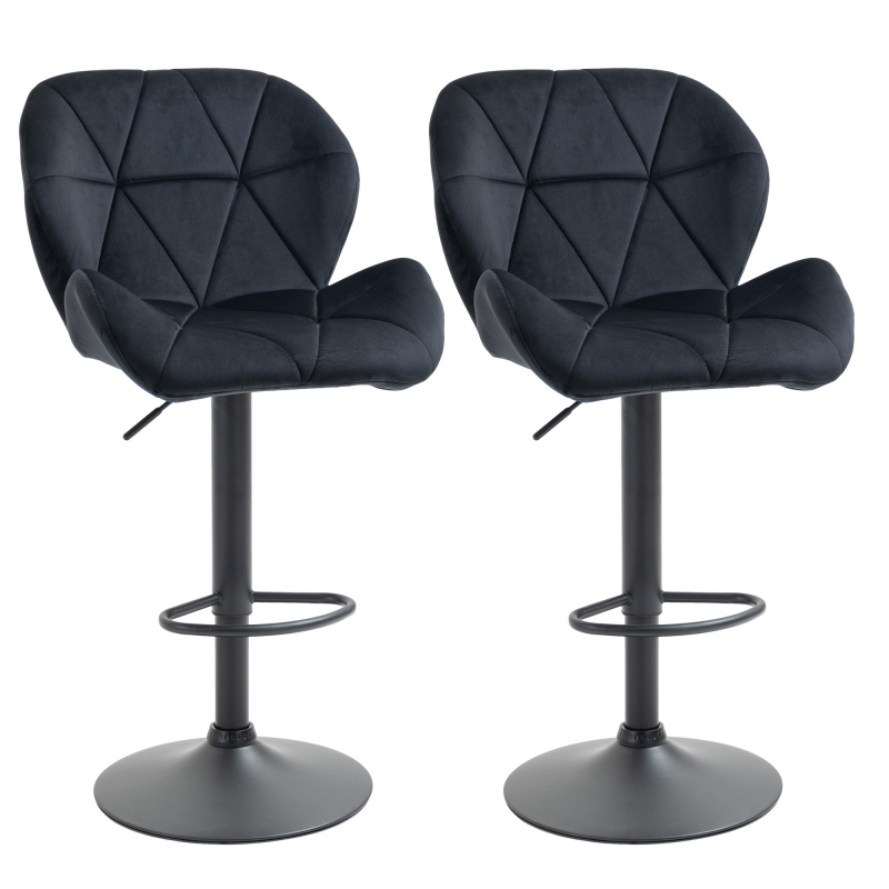 HOMCOM 2er-Set Barhocker drehbar, Barhocker mit Lehne höhenverstellbar, Barhocker mit Rückenlehne, Schwarz Aosom.de – Bild 1 von 2