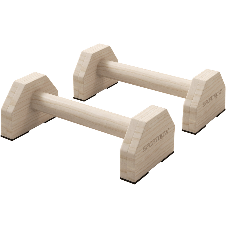 SPORTNOW 2er-Set Liegestützgriffe rutschfest Push Up Griffe aus Holz Parallettes Liegestützen für Muskeltraining, Krafttraining, Natur Aosom – Bild 1 von 2