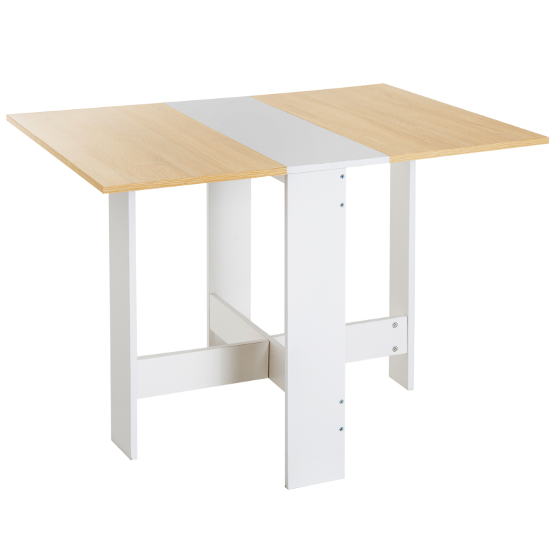 HOMCOM Klapptisch Schreibtisch Arbeitsstation Beistelltisch Esstisch Eiche Weiß L103 x B76 x H73,5 cm, platzsparend & vielseitig Aosom.de – Bild 1 von 2