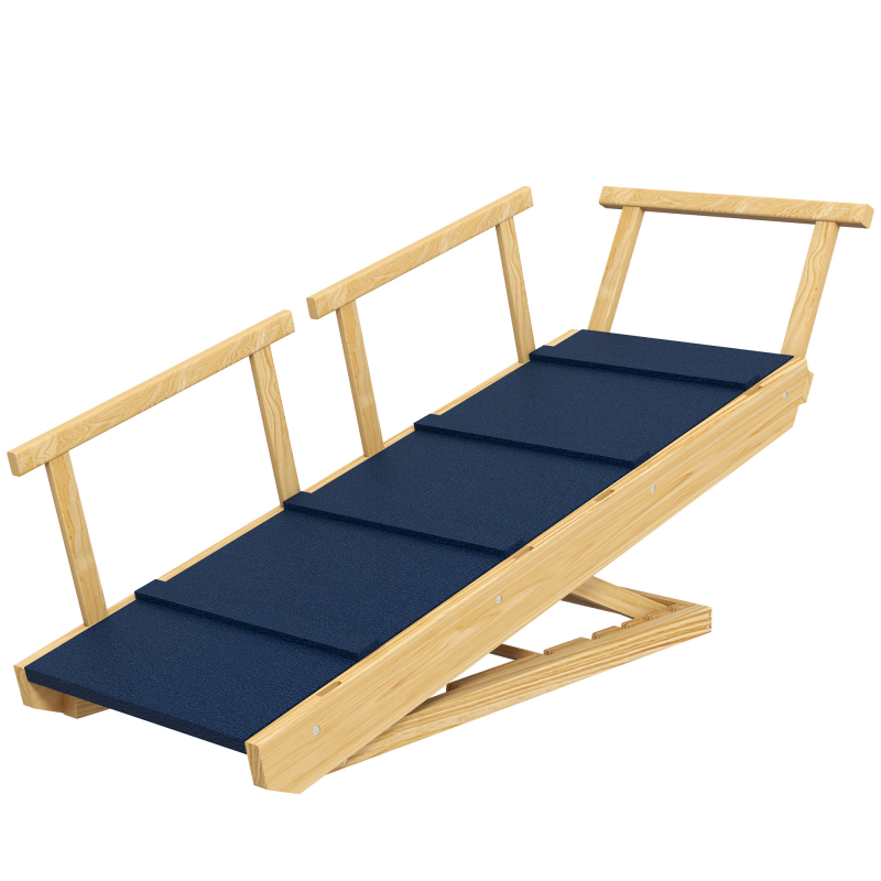 PawHut Hunderampe Klappbar Haustierrampe mit abnehmbaren Geländern, rutschfest, Hundeeinstiegshilfe bis 40 kg, 85 x 40 x 78,5 cm, Naturholz Aosom.de – Bild 1 von 2