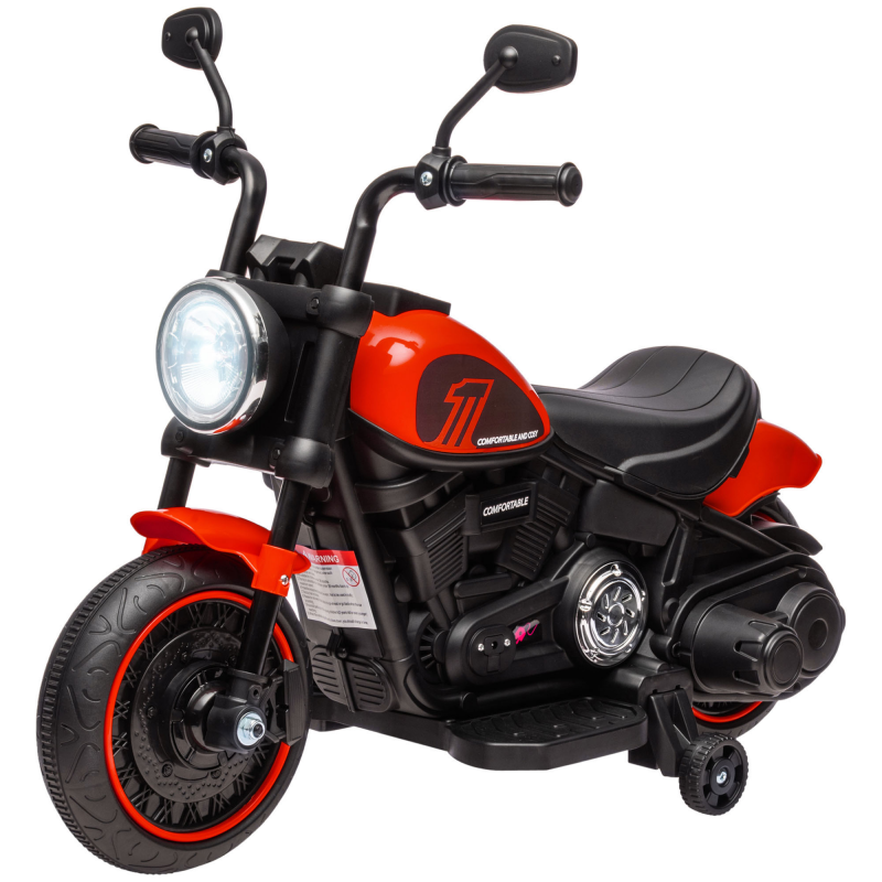 HOMCOM Elektro-Motorrad für Kinder, 3 km/h, mit 2 abnehmbaren Stützrädern, für 1,5-3 Jahre, Rot, sicheres Elektrofahrzeug Aosom.de – Bild 1 von 2