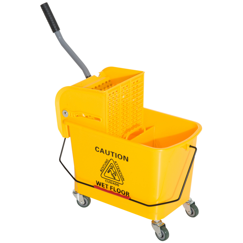 HOMCOM Putzeimer Putzwagen 20 Liter mit Presse, Wischwagen mit 2 Kammern, gelb, ideal für Reinigung & Haushalt Aosom.de – Bild 1 von 2