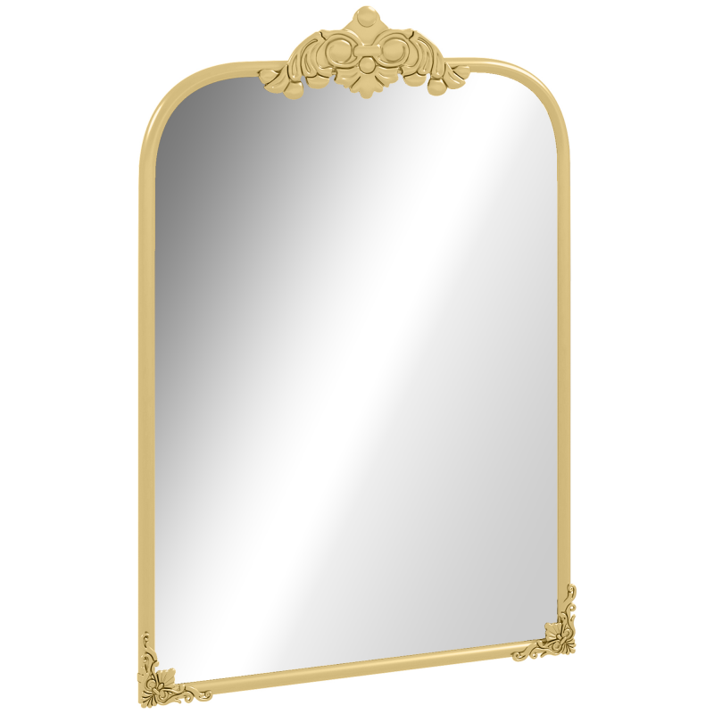 HOMCOM Wandspiegel 60 x 87 cm Badspiegel im Barockstil mit dekorativem Metallrahmen für Wohnzimmer & Schlafzimmer in Gold Aosom.de – Bild 1 von 2