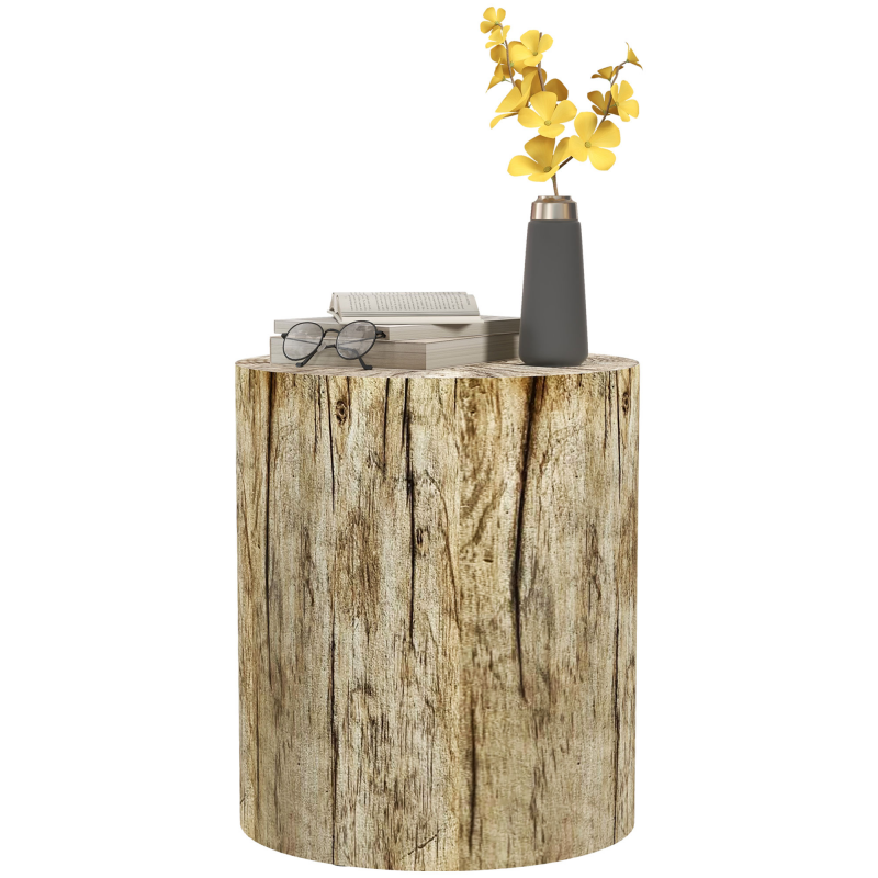 HOMCOM Beistelltisch Baumstumpf-Design Rund Nachttisch Kaffeetisch für Wohnzimmer Garten Natur Ø37 x 43 cm Aosom.de – Bild 1 von 2