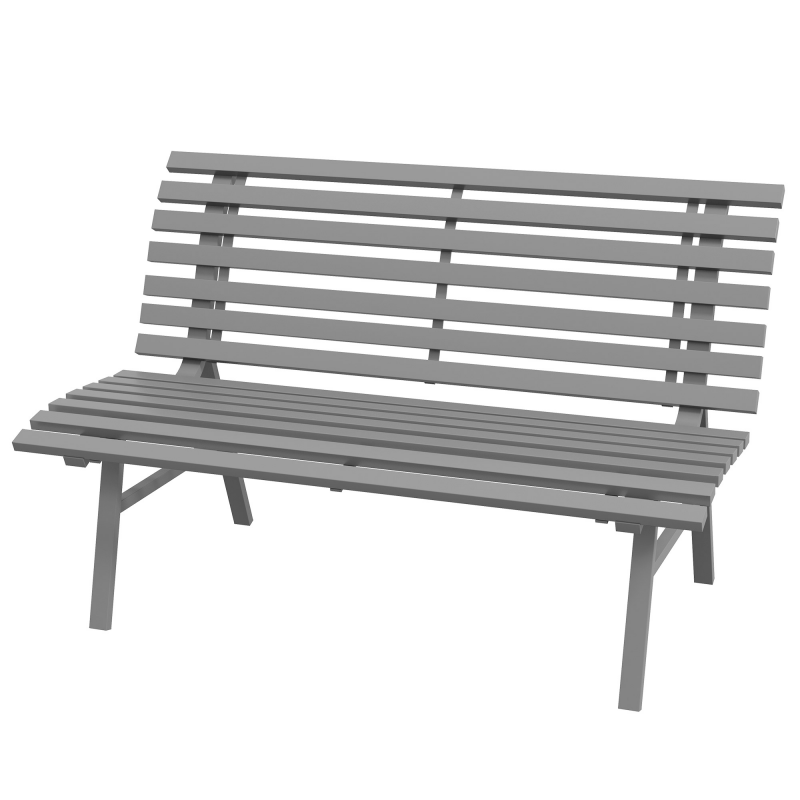 Outsunny Gartenbank 2 Sitzer Parkbank mit Rückenlehne aus Aluminium 123x67x79cm grau für Garten Terrasse Balkon Aosom.de – Bild 1 von 2