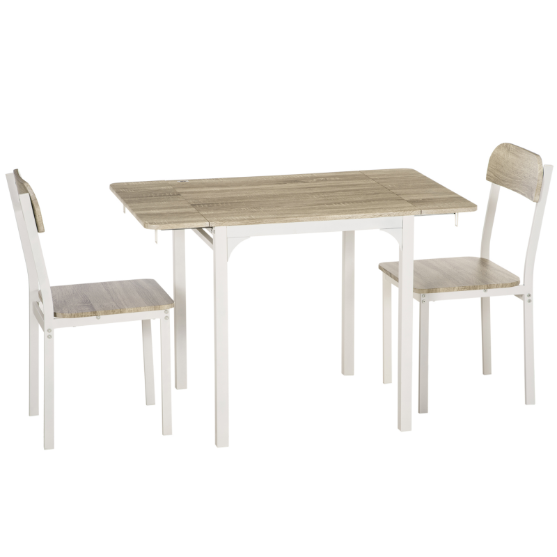HOMCOM Tischgruppe, Klapptisch Esstisch, Essgruppe mit 2 Stühlen, 120 x 60 x 75 cm, MDF, ideal für Küche & Esszimmer, Natur Aosom.de – Bild 1 von 2
