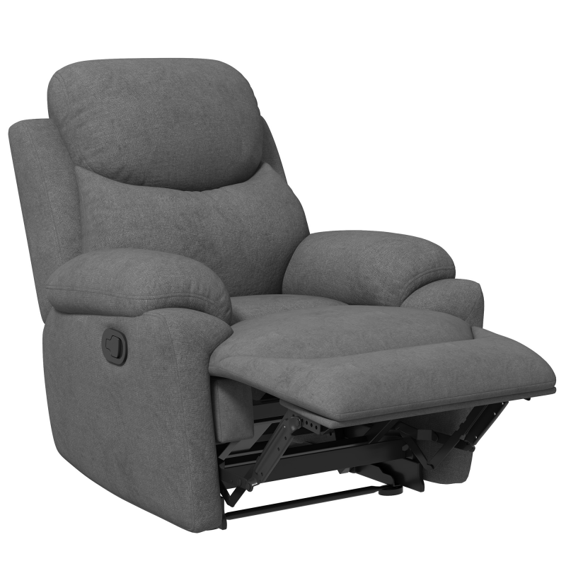 HOMCOM Fernsehsessel mit Liegefunktion, Liegesessel, gepolsterter TV Sessel mit Leinenoptik, Ruhesessel für Schlafzimmer, Grau Aosom.de – Bild 1 von 2