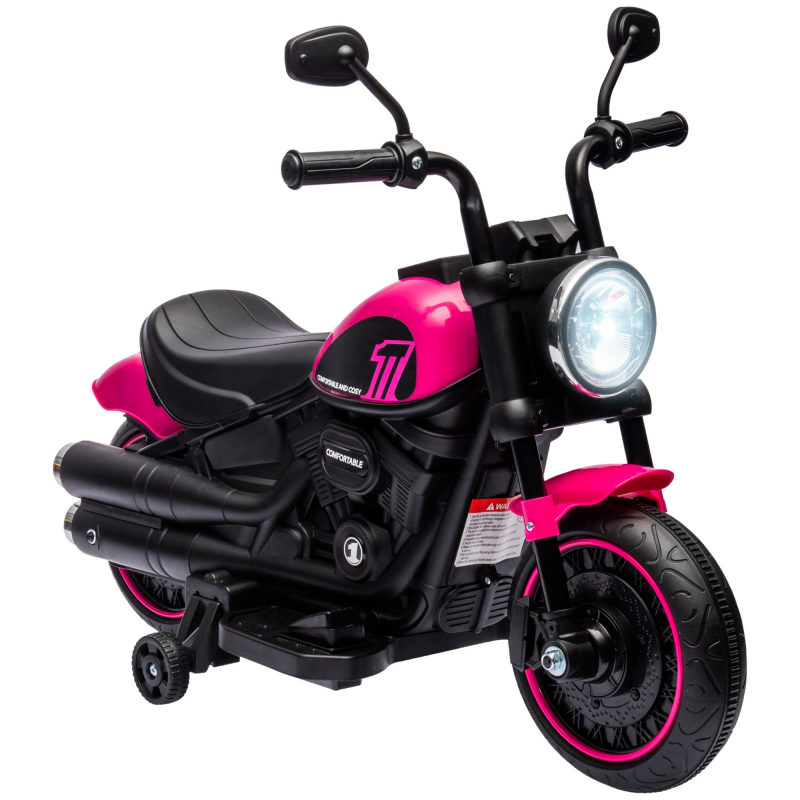 HOMCOM Kinder Elektro-Motorrad mit abnehmbaren Stützrädern, Kindermotorrad für 1,5-3 Jahre, Elektrofahrzeug in Rosa Aosom.de – Bild 1 von 2
