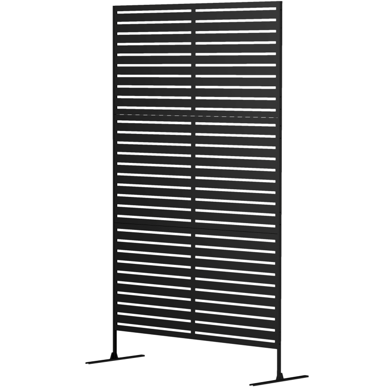 Outsunny Raumteiler 3-teilig 122 x 198 cm Freistehend Paravent in Lamellen, Trennwand 3-TLG Sichtschutz aus Stahl, Outdoor Raumtrenner Sichtschutzwand Stellwand für Garten, Balkon, Terrasse, Schwarz Aosom – Bild 1 von 2