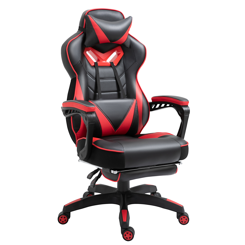 HOMCOM Bürostuhl Gamingstuhl mit Massagefunktion Chefsessel Kunstleder höhenverstellbar Schwarz Blau B68xT69xH108-117cm für Komfort im Home Office Aosom.de – Bild 1 von 2