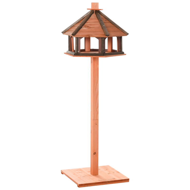 PawHut Vogelhaus, Ø52 x 130H cm, Vogelfutterhaus, hölzerner Vogelvilla, Futterhaus, Vogelständer, Vogel-Tischvogelhaus, Natur Aosom – Bild 1 von 2