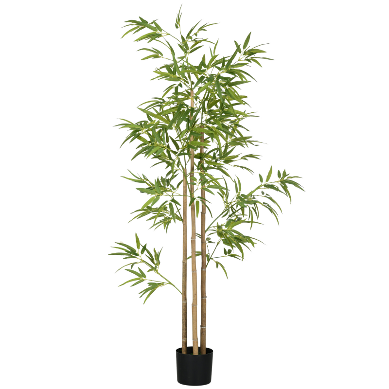 HOMCOM Künstliche Pflanzen, Kunst Bambus, 180 cm Kunstpflanze mit 830 Blätter, Zimmerpflanze, Kunstbaum, Pflanze Deko für Indoor, Grün Aosom – Bild 1 von 2