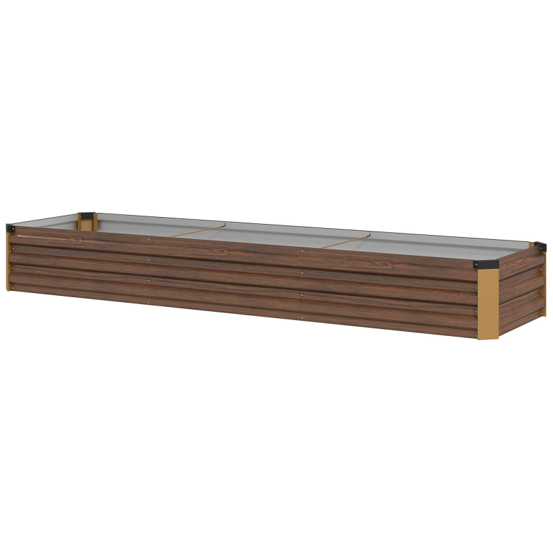 Outsunny Hochbeet aus Stahl, Pflanzkasten mit offenem Boden, Blumenkasten in Holzoptik, Gemüsebeet & Kräuterbeet für Balkon & Garten, Dunkelbraun Aosom.de – Bild 1 von 2
