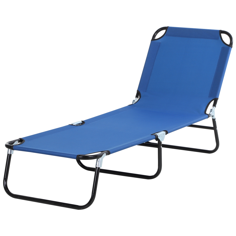 Outsunny Gartenliege Sonnenliege mit verstellbarer Rückenlehne, Stahl, Blau, 188x56x28cm, ideal für Garten & Balkon Aosom.de – Bild 1 von 2