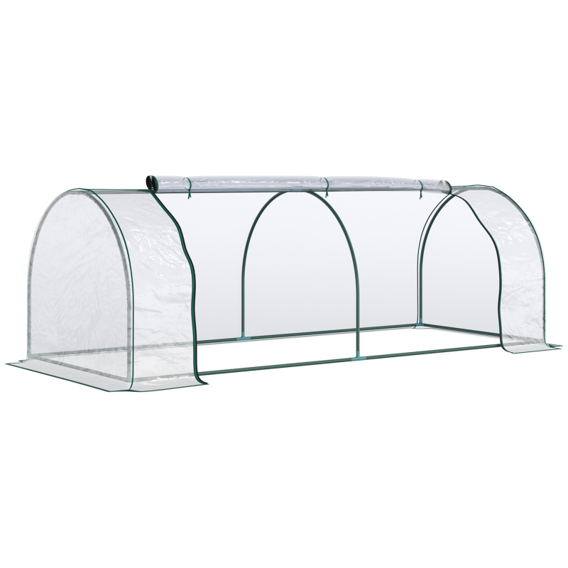 Outsunny Gewächshaus Treibhaus mit Tür, Frühbeet, Pflanzenaufzucht, Stahl PVC, 250x100x80cm Aosom – Bild 1 von 2