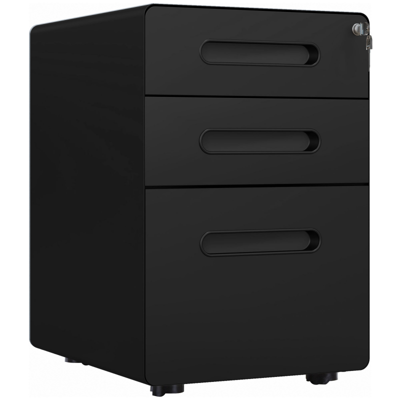 Vinsetto Rollcontainer Metall Aktenschrank Bürocontainer 3 Schubladen ideal für Büro & Homeoffice 39x48x59cm Schwarz Aosom.de – Bild 1 von 2