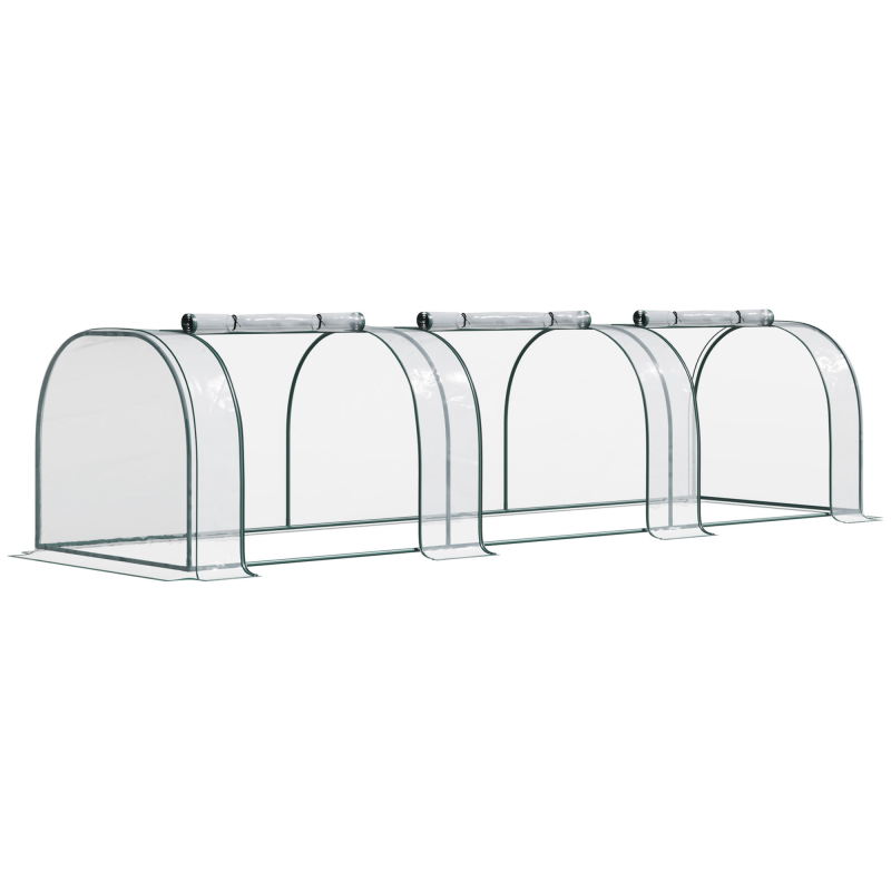 Outsunny Foliengewächshaus Treibhaus mit Tür 350 x 100 x 80 cm, transparentes PVC für Pflanzenaufzucht & Frühbeet, stabiler Stahlrahmen, grün Aosom.de – Bild 1 von 2