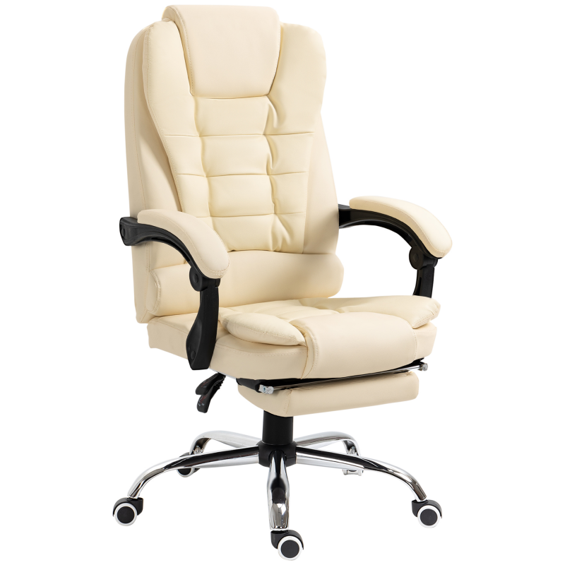HOMCOM Chefsessel Bürostuhl mit Fußstütze, höhenverstellbarer Schreibtischstuhl mit Neigefunktion & Armlehnen, Kunstleder, ergonomisch Aosom.de – Bild 1 von 2