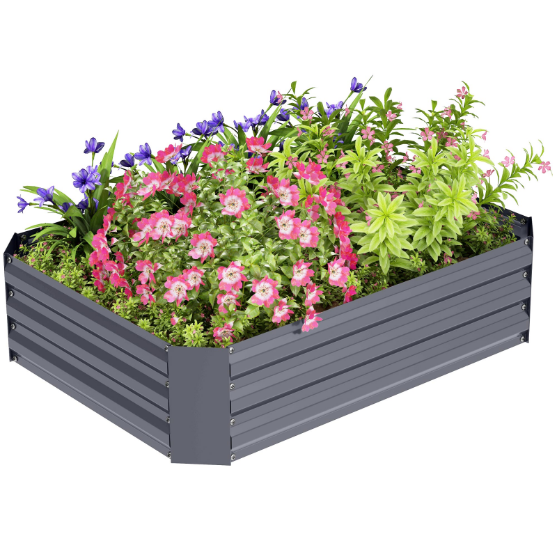 Outsunny Hochbeet aus Stahl, Pflanzbeet Frühbeet Gartenbeet Blumenkasten stapelbar, Pflanzkasten Gemüsebeet 120x90x30cm für Garten Balkon, Pflanzkübel für Blumen, Pflanzen, Gemüse Aosom – Bild 1 von 2