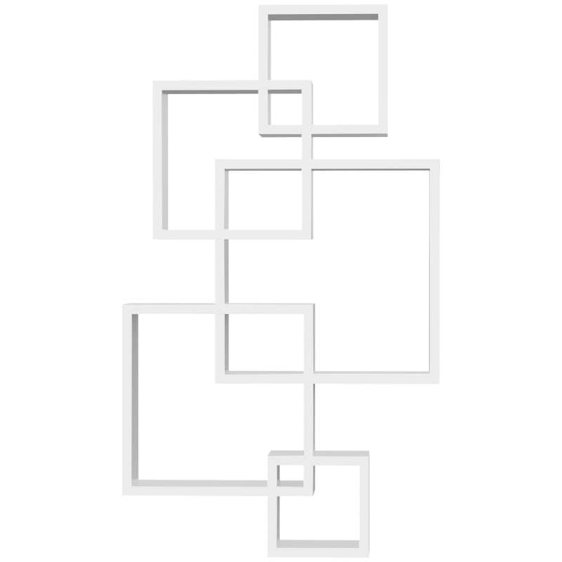 HOMCOM Wandregal Schweberegal Wandboard mit 5 Würfeln & 9 Fächern, Tannenholz, Weiß, 49,5x10,2x86cm Aosom – Bild 1 von 2
