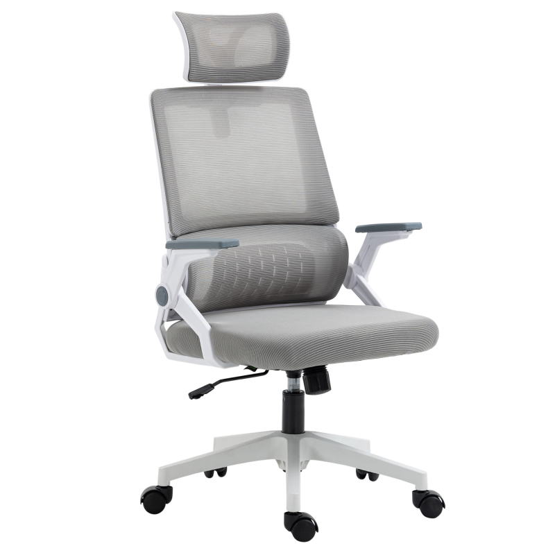 Vinsetto Bürostuhl ergonomisch mit verstellbarer Kopfstütze und Armlehnen, höhenverstellbarer Drehstuhl mit Wippfunktion und Lendenstütze aus Mesh Aosom.de – Bild 1 von 2