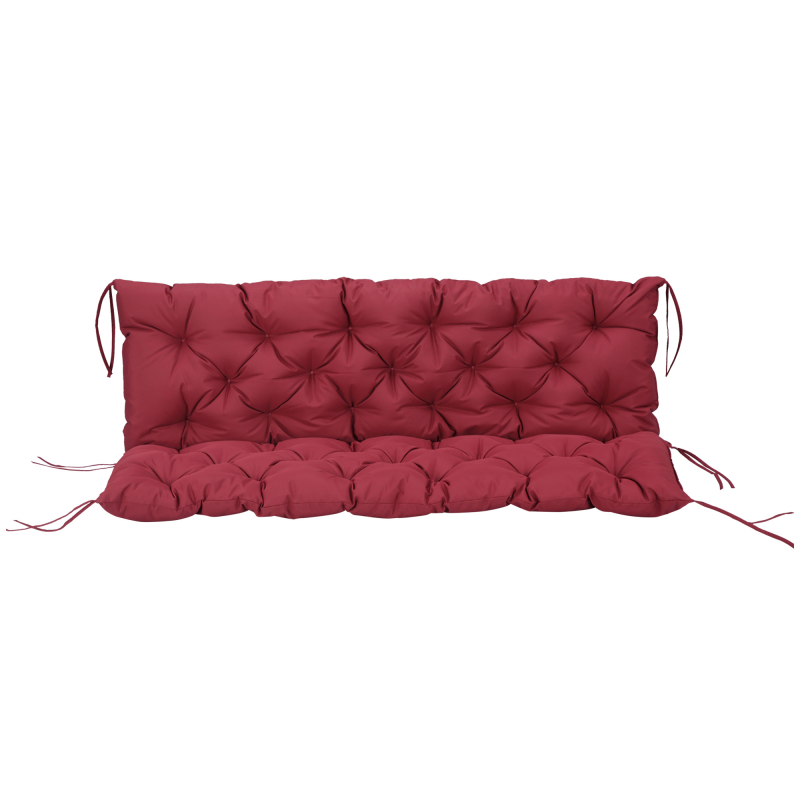 Outsunny 3 Sitzer Bankauflage 150 x 98 x 8 cm, Bankkissen mit Bändern, Sitzkissen, Outdoor/Indoor Stuhlkissen, Sitzauflage, Sitzpolster für Gartenmöbel, Fensterbank Sitzbank, Hollywoodschaukel, Rot Aosom – Bild 1 von 2