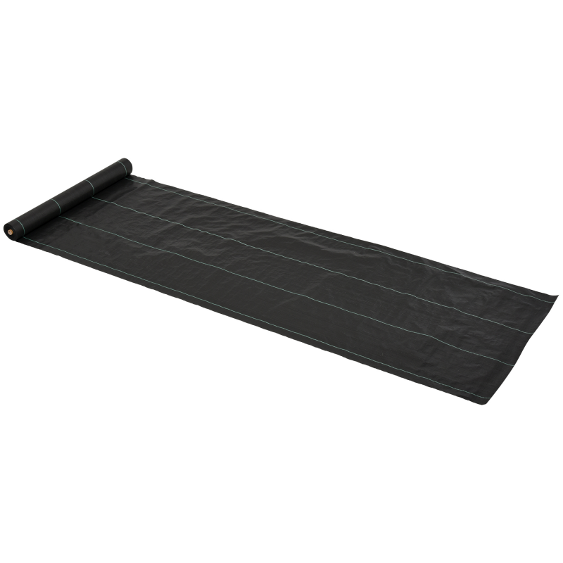 Outsunny Anti-Unkrautgewebe Verschleißfest Unkraut Barrier Bändchengewebe Reißfestes Bodendecker 100g/m² Unterbodengewebe mit grünen Trennwänden Aosom – Bild 1 von 2